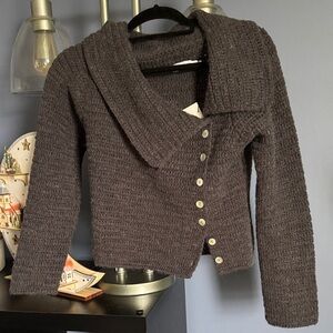 Zara Charcoal Button-Up Cardigan